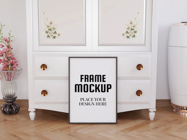 Download Premium PSD | Blank photo frame mockup on the floor