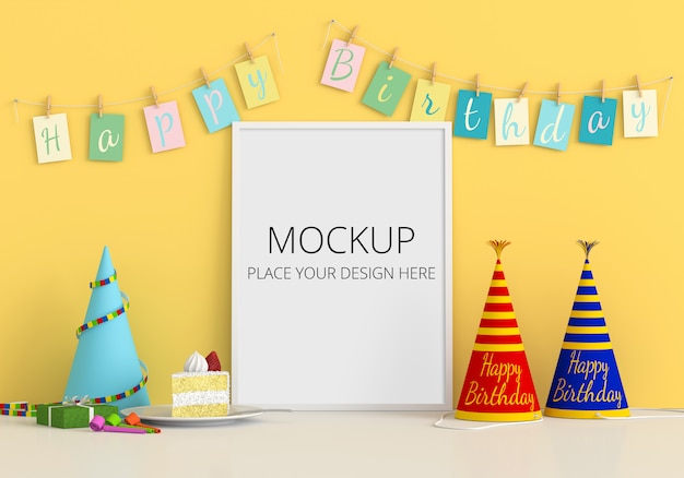 Download Blank photo frame for mockup, happy birthday concept | Premium PSD File