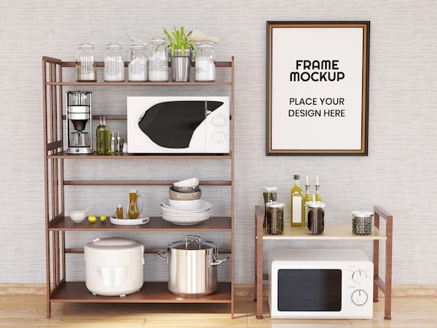 Download Premium PSD | Blank photo frame mockup in the kitchen