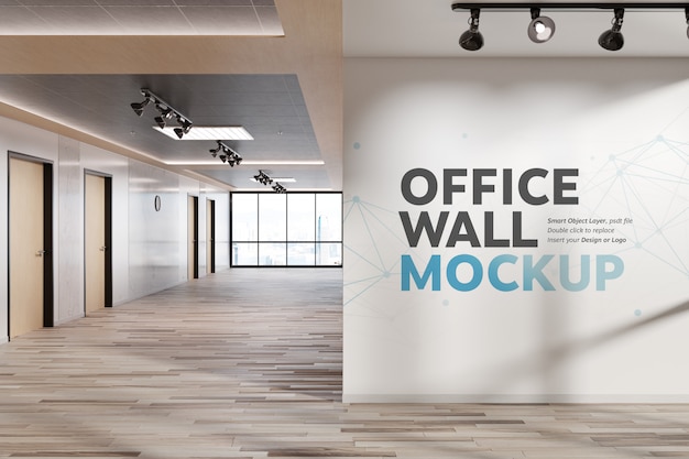 Download Blank squared wall in bright office mockup PSD file ... PSD Mockup Templates