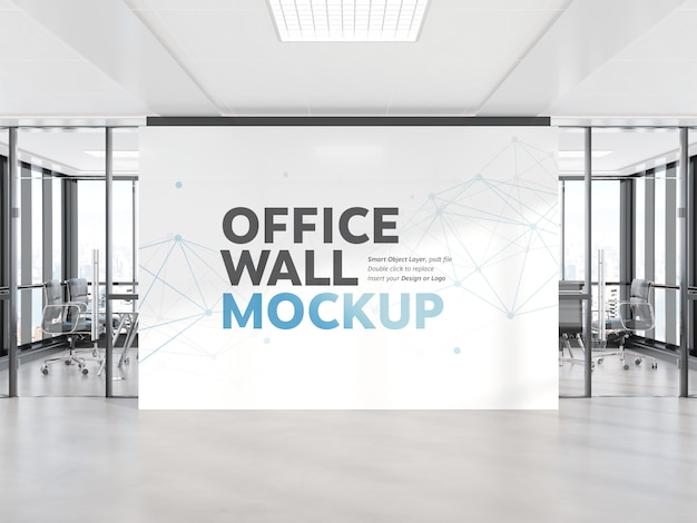 Download Premium PSD | Blank wall in bright concrete office mockup