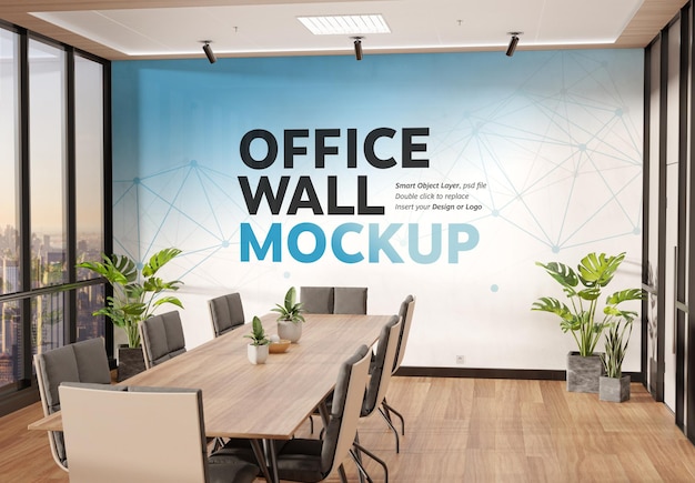 Download Premium Psd Blank Wall In Sunny Company Office Interior Mockup