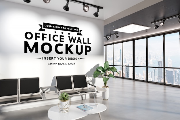 Premium PSD | Blank wall in waiting room office mockup