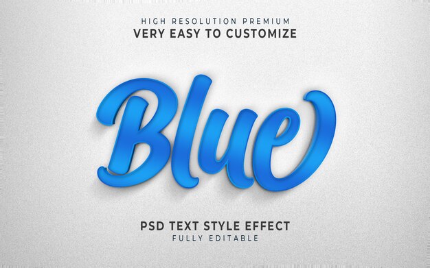 Blue 3d text style mockup | Premium PSD File