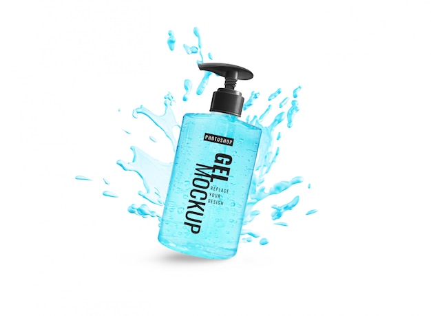 Download Blue gel bottle pump hand sanitizer mockup | Premium PSD File