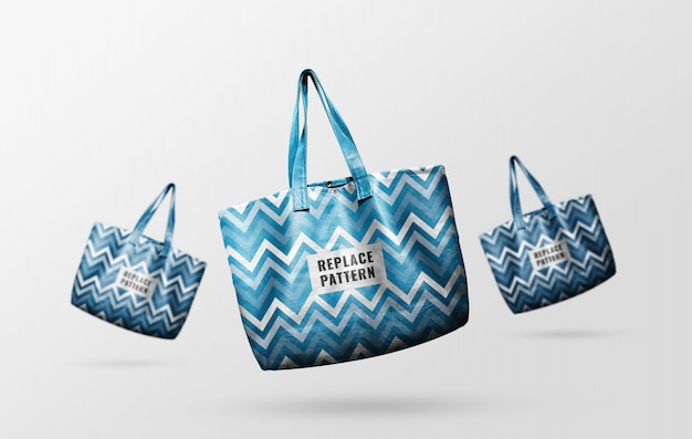 Download Blue leather tote bags mockup | Premium PSD File