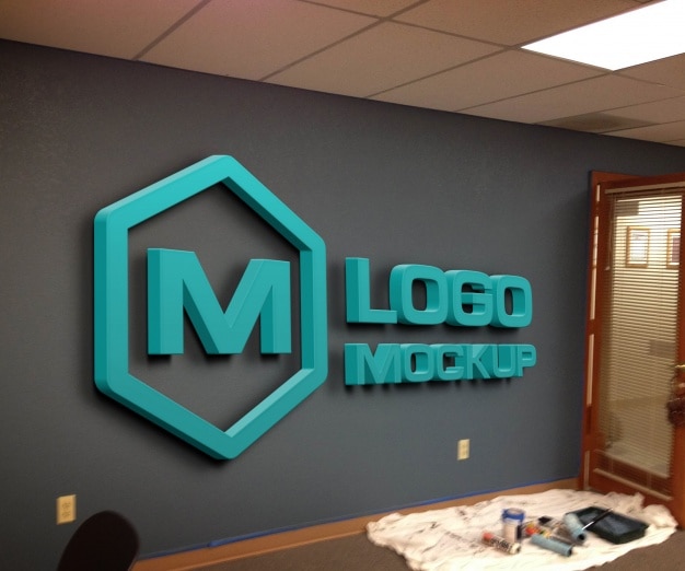 3d logo wall mockup