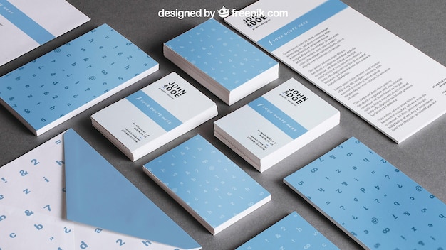 Download Free Psd Blue Stationery Mockup PSD Mockup Templates