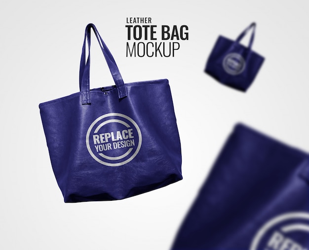 Download Premium PSD | Blue tote bag advertising mockup realistic