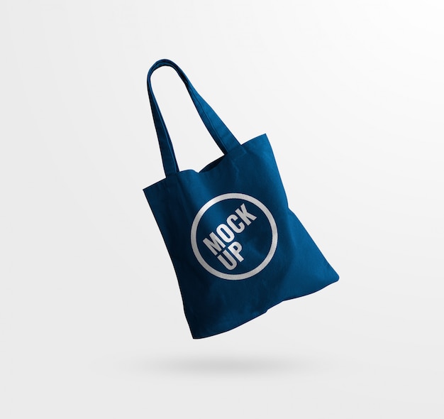 Download Blue tote bag canvas texture mockup | Premium PSD File