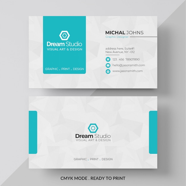 Blue and white business card Free Psd