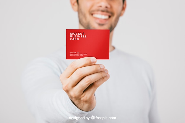 Download Blurred Man With Business Card In Foreground Psd Template Free Psd Mockup Packaging Templates Yellowimages Mockups