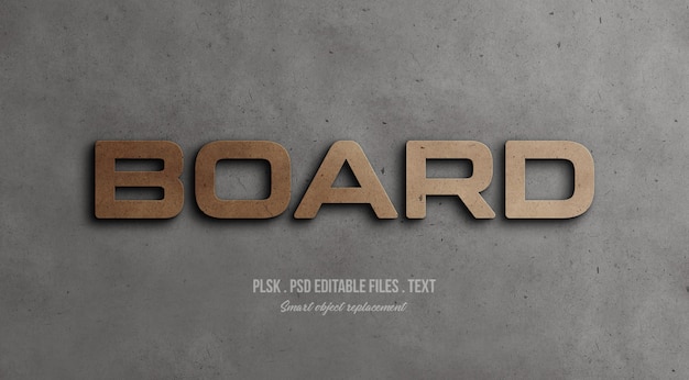Board 3d text style effect mockup PSD file | Premium Download