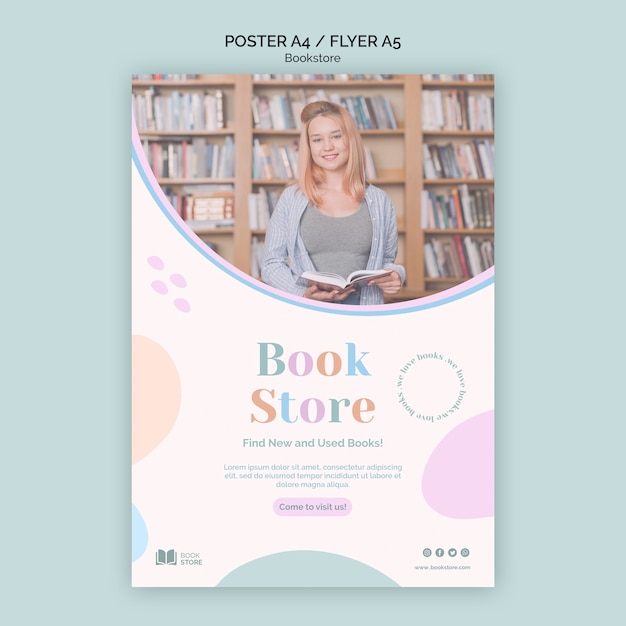 Free PSD | Bookstore ad template flyer