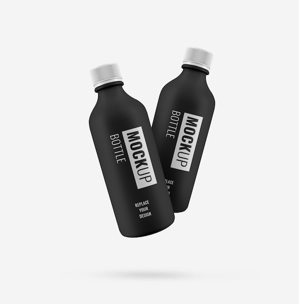 Download Premium Psd Bottles Black Plastic Mockup PSD Mockup Templates