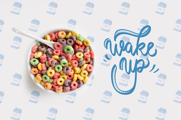 Download Free Psd Bowl With Cereals For Breakfast Mock Up