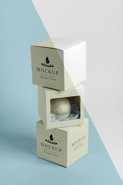 Free PSD | Boxes with bath bombs mock-up