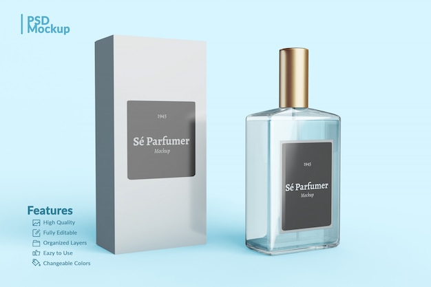 Download Branded perfume bottle and box editable mockup | Premium PSD File