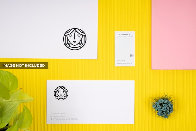 Download Branding mockup on yellow background | Premium PSD File