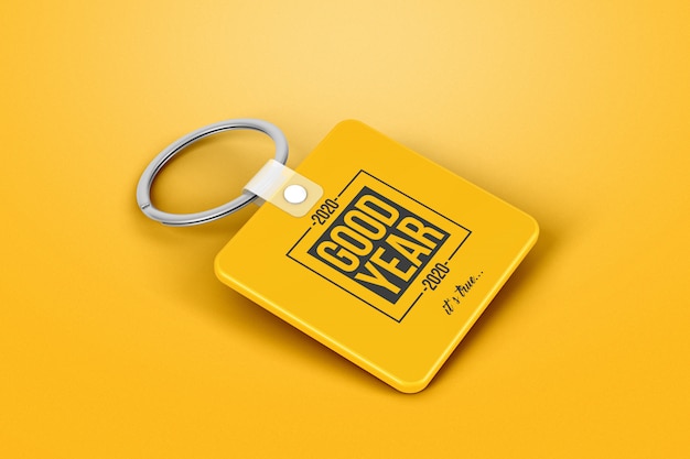 Premium PSD | Branding square keychain mockup