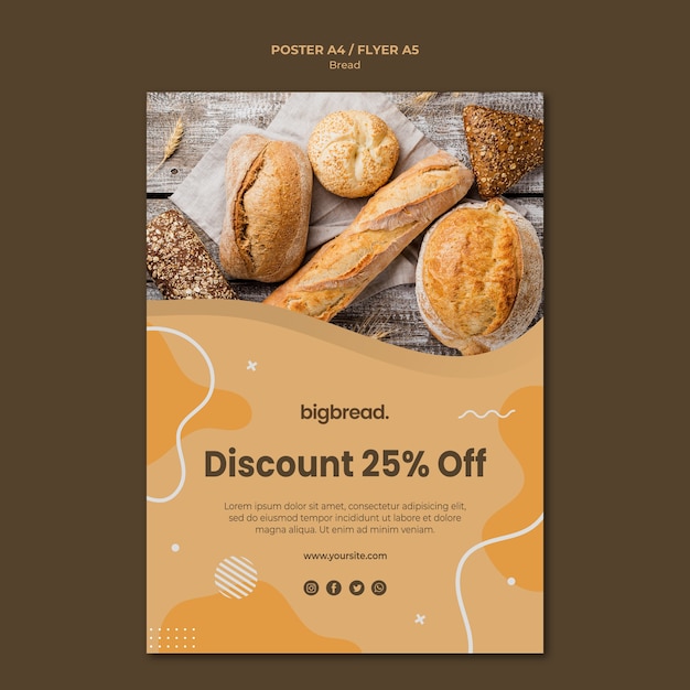 Free PSD | Bread concept flyer template