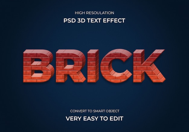 Brick 3d text effect | Premium PSD File