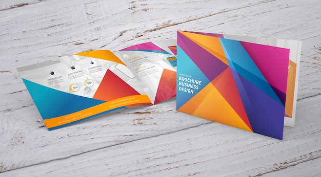 Brochure mockup with presentation concept PSD Template