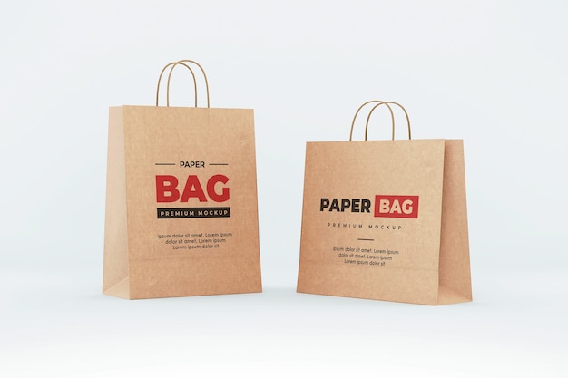 Premium PSD | Brown paper bag mockup shopping realistic