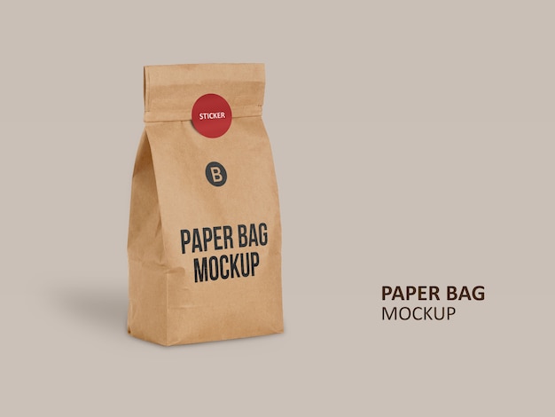 Download Premium PSD | Brown paper bag with round sticker mockup