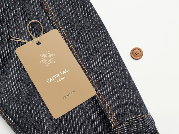 Premium PSD | Brown rectangle paper label tag mockup