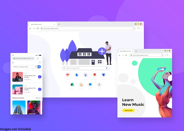 The browser web page mockup Premium Psd