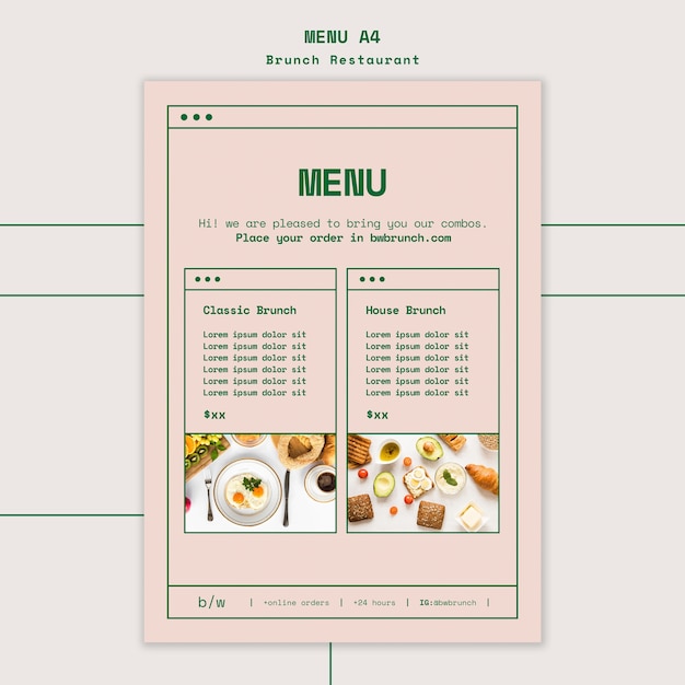 Free PSD | Brunch restaurant template menu
