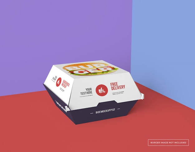 Premium PSD | Burger box package mockup