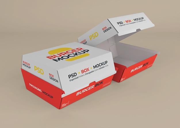 Download Premium Psd Burger Box Packaging Mockup Design Isolated