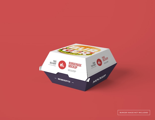 Download Premium PSD | Burger box packaging with editable design mockup
