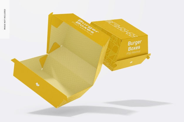 Download Premium PSD | Burger boxes mockup, floating