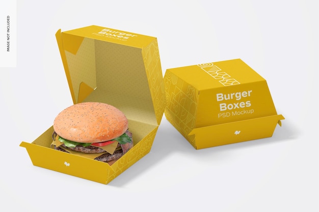 Download Premium Psd Burger Boxes Mockup Opened And Closed