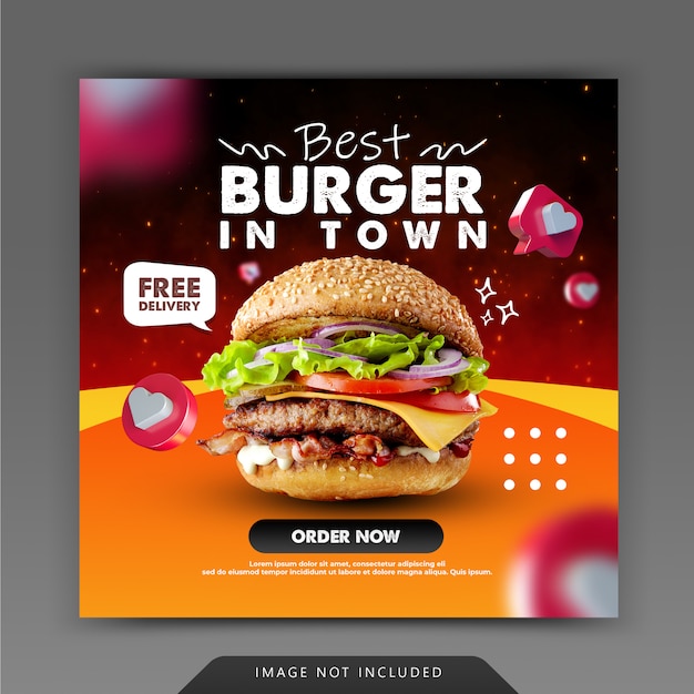 Premium PSD | Burger fast food for instagram social media post promotion