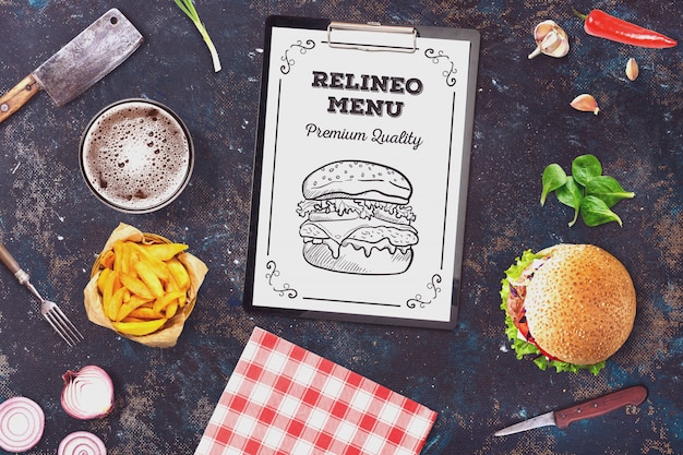 Download Premium PSD | Burger menu mockup