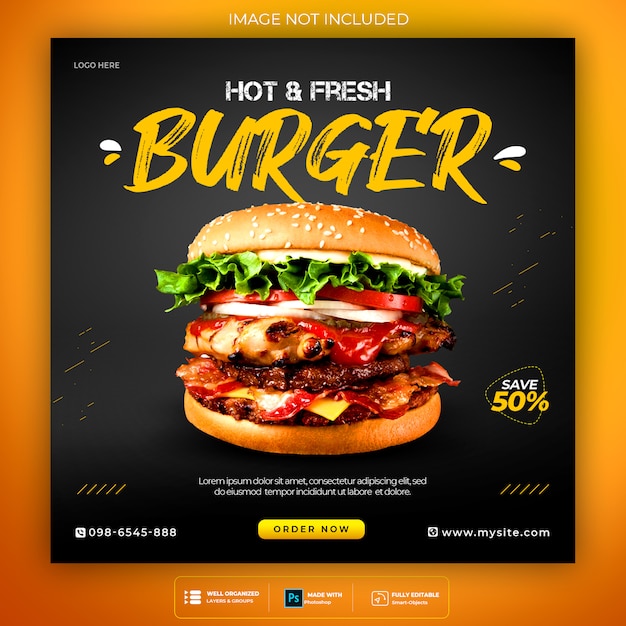 Burger menu social media banner template | Premium PSD File