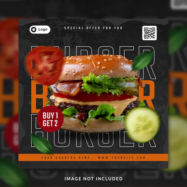 Premium PSD Burger Social Media Post Or Banner Template