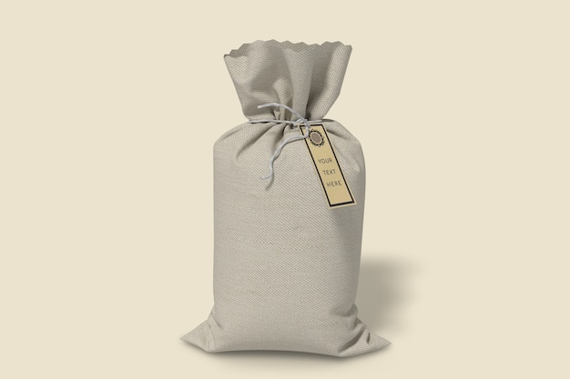 Download Premium PSD | Burlap sack with label tag mockup on front view