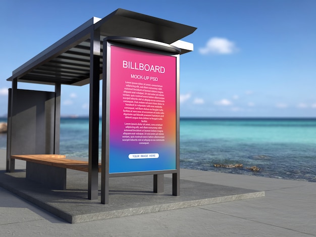 Download Bus stop advertising billboard mockup PSD file | Premium Download