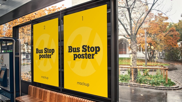 Download Bus stop poster mockup | Premium PSD File