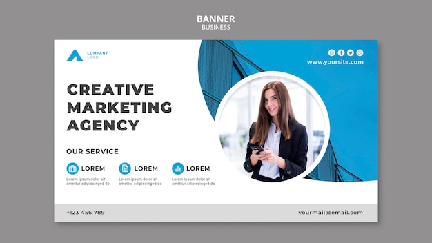 Free PSD | Business banner template with photo