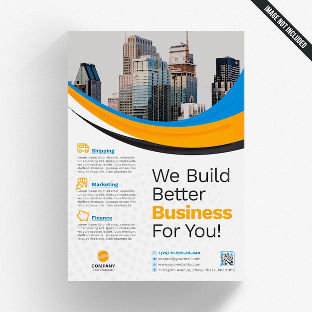 Business brochure cover mockup with blue and yellow wavy ...
