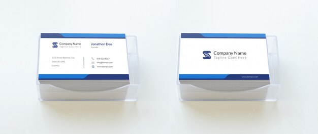 Download Premium PSD | Business card mockup over plastic box