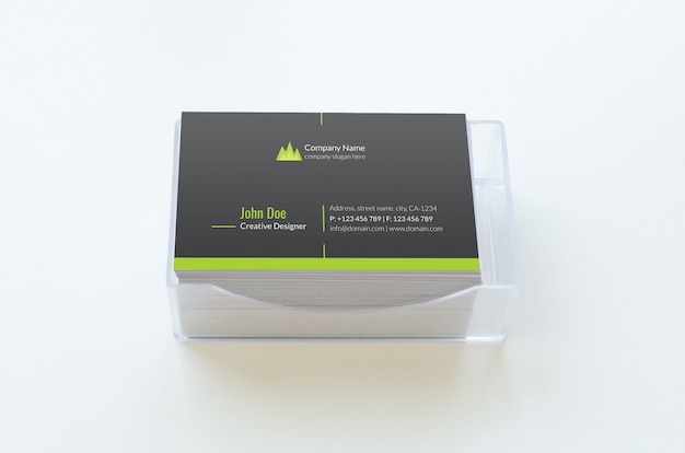 Download Business card mockup single side over plastic box | Premium PSD File
