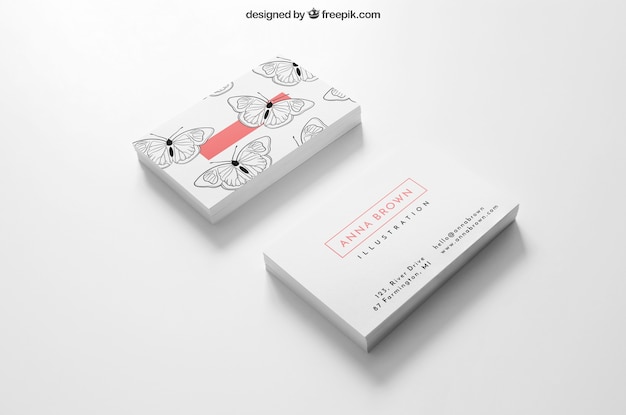 Download Free Psd Business Card Mockup Of Two Stacks PSD Mockup Templates