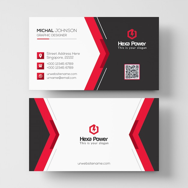 Download Premium PSD | Business card mockup with red and black shapes